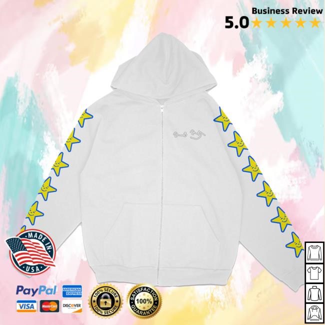 Official Asspizza Star Sleeve Zip-Up Popover Hoodie Yellow Star Black Popover Hoodie