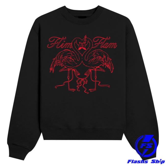 Official The Official Flim Flam Shop Merch Store – Flamingo Love Birds Pullover Hoodie Black