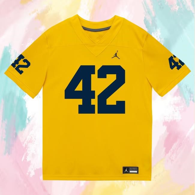 Michigan Wolverines #42 Jalen Hoffman Student Athlete Maize Football Jersey Top Shirt The M Den Shop