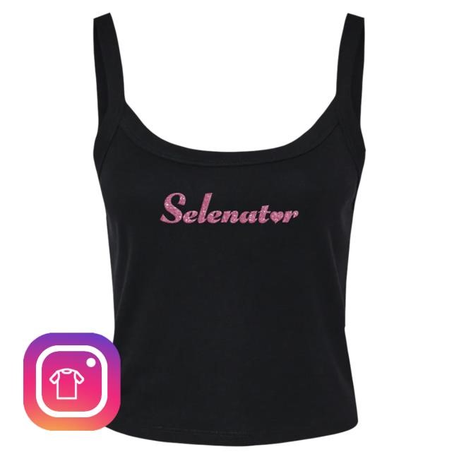 Official Selena Gomez Merch Store Selena Gomez Selenator Script Pink Glitter Tank Top Shirt