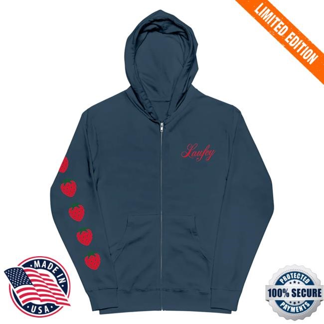 Musical Style Laufey Strawberry Zip Hoodie Laufey Strawberry Zip Hoodie Official Tour Merch