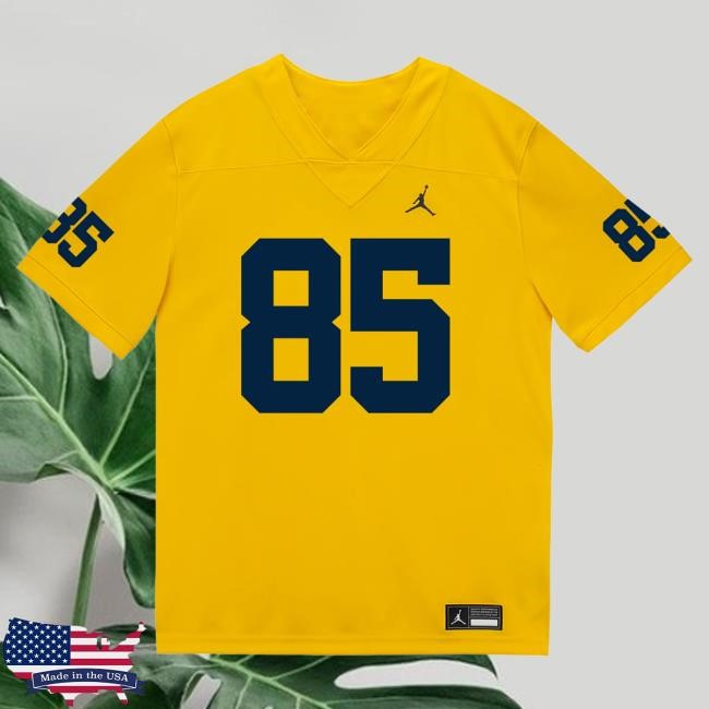 Official The M Den Michigan Wolverines #85 Logan Forbes Student Athlete Maize Football Jersey Tees