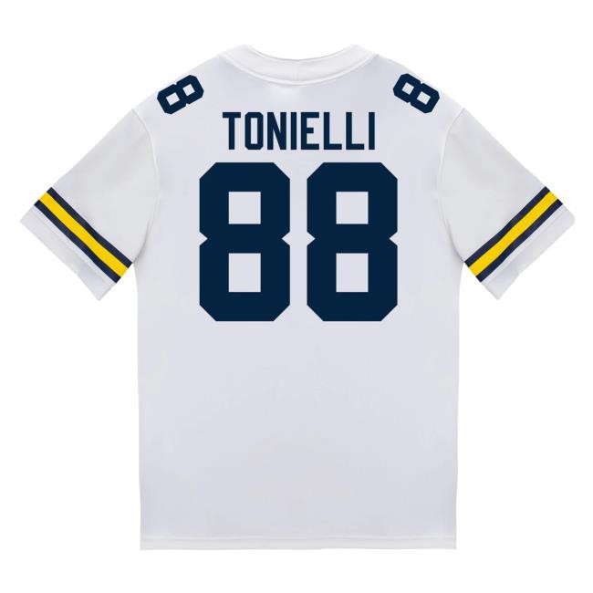The M Den Michigan Wolverines #88 Deakon Tonielli Student Athlete White Football Jersey Hot Shirt