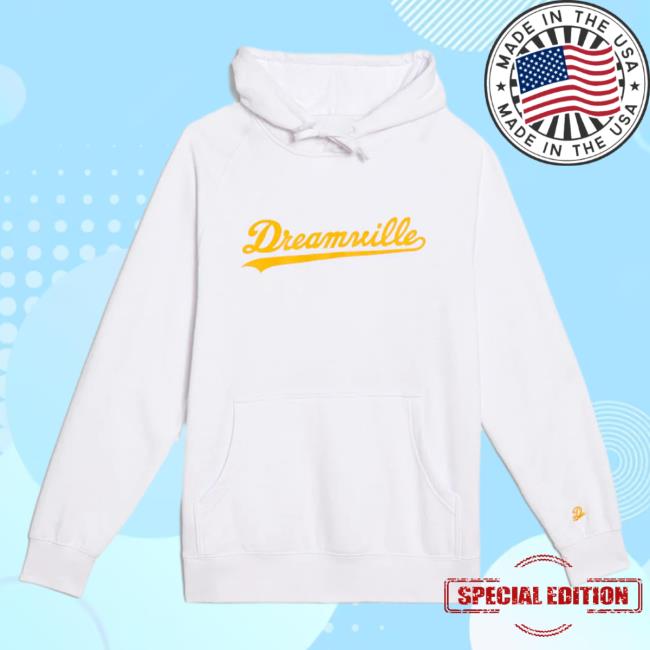 Official Dreamville Merch Dreamville Classic Logo Hooded Sweatshirt White/Yellow Dreamville Records