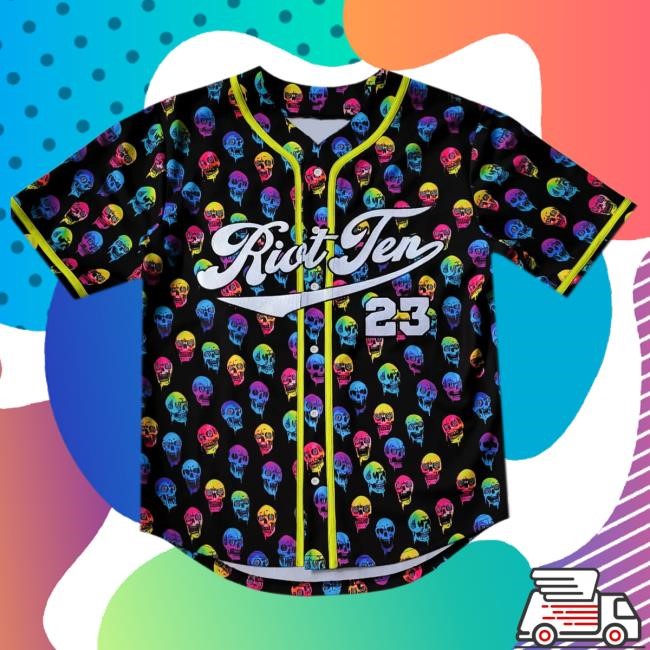 Riot Ten - Trippy Skull Baseball Shirt Riot Ten Merch