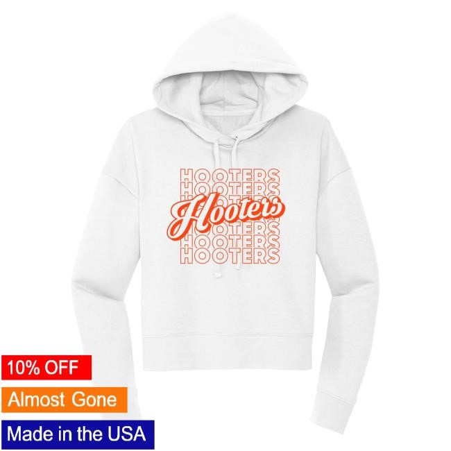 Official Hooters Store Ladies Long Crop Stacked Hooded Sweatshirt