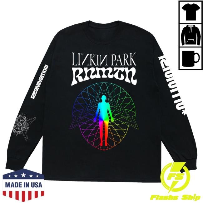 Official Linkin Park Merch Store Rnmtn Rainbow Black Long Sleeve T-Shirt LinkinPark Apparel Clothing Shop