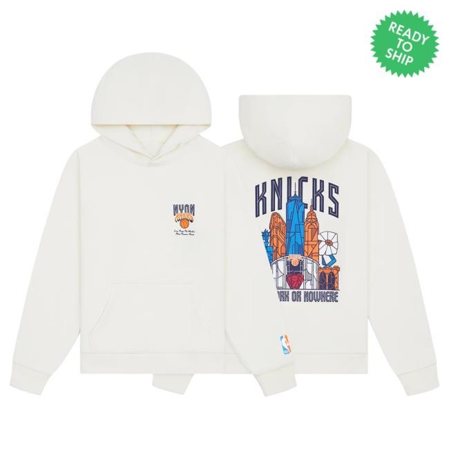 Official Msg Merch Store Shop New York Knicks NYON x Knicks Skyscraper Cream Popover Hoodie