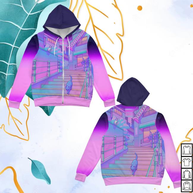 Official Vapor95 Clothing Store Vapor 95 Kitty Town Zip Up Popover Sweatshirt
