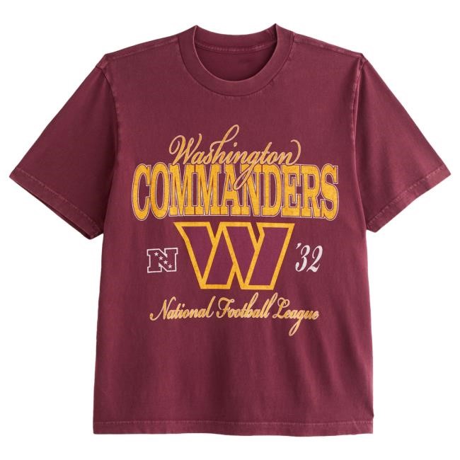 Official Abercrombie And Fitch Merch Washington Commanders Vintage-Inspired Graphic T Shirt NFL by Abercrombie
