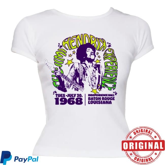 Jimi Hendrix Baton Rouge 1968 White Women’s Shirts