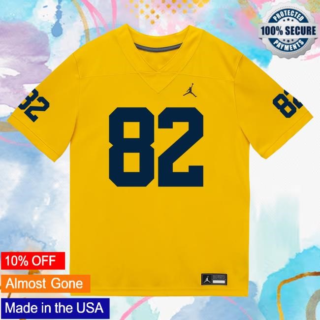 Michigan Wolverines #82 Devon Baxter Student Athlete Maize Football Jersey Shirt The M Den Shop