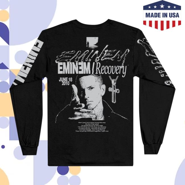 Eminem Slim Shady Clothing Shop Store Recovery Long Sleeve Tee Shirt Black SlimShady Merch Official Eminem Slim Shady Clothing Shop Store Recovery Long Sleeve Top Shirt Black SlimShady Merch