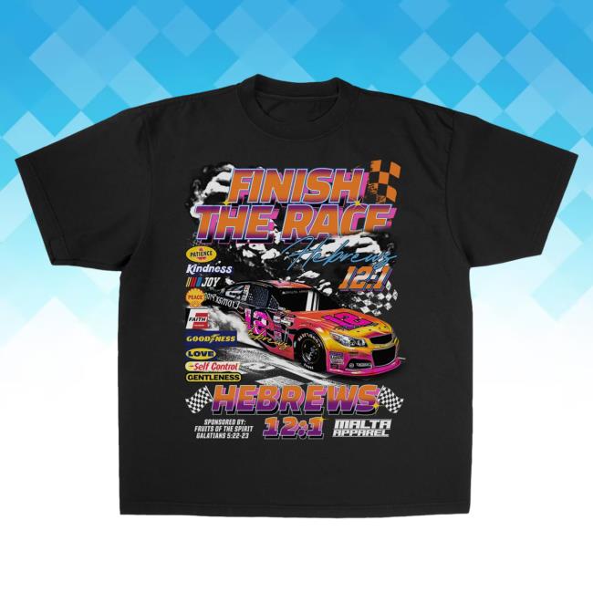 Official Malta Apparel Clothing “Finish The Race” Garment Dyed T-Shirts - Black