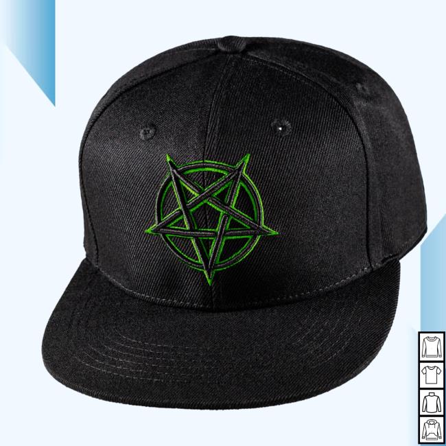 Official Ink Poisoning Apparel Clothing Twill Snapback Green Outline Pentagram