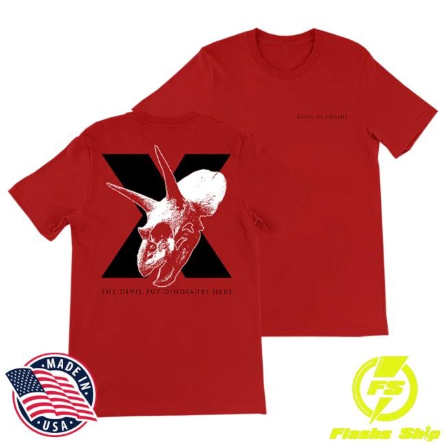 Official Alice In Chains Merch Shop X Dinosaur Red Tee Alice In Chains