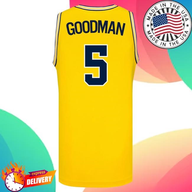 Michigan Wolverines #5 Oscar Goodman Student Athlete Maize Basketball Jersey T Shirt The M Den Shop Official