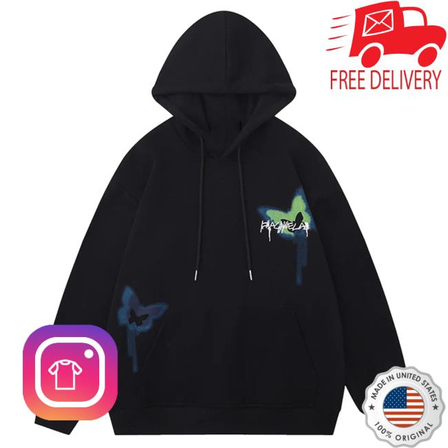 Lemandik Graphic Sweatshirt Black Colorful Butterfly