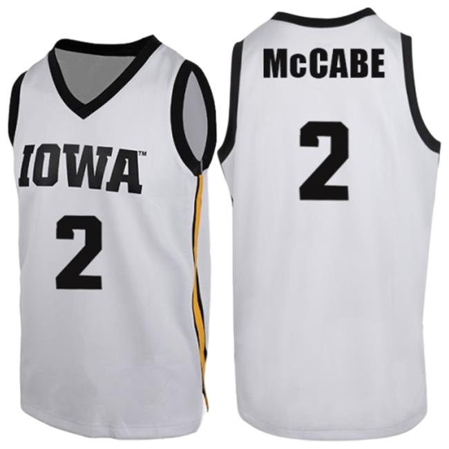 Official Iowa Hawkeyes Merch Store Iowa Hawkeyes Mccabe #2 White Jersey Tee Iowa Hawkeyes Apparel Clothing Shop