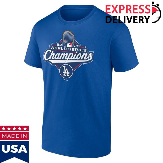 Official Men's Los Angeles Dodgers Fanatics Royal 2025 World Series Champions Official Logo Hot Shirt Mlb Shop