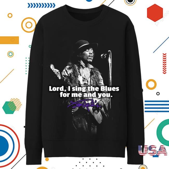 Official Jimi Hendrix Merch Store Jimi Hendrix Sing the Blues Black Crew neck Sweatshirt