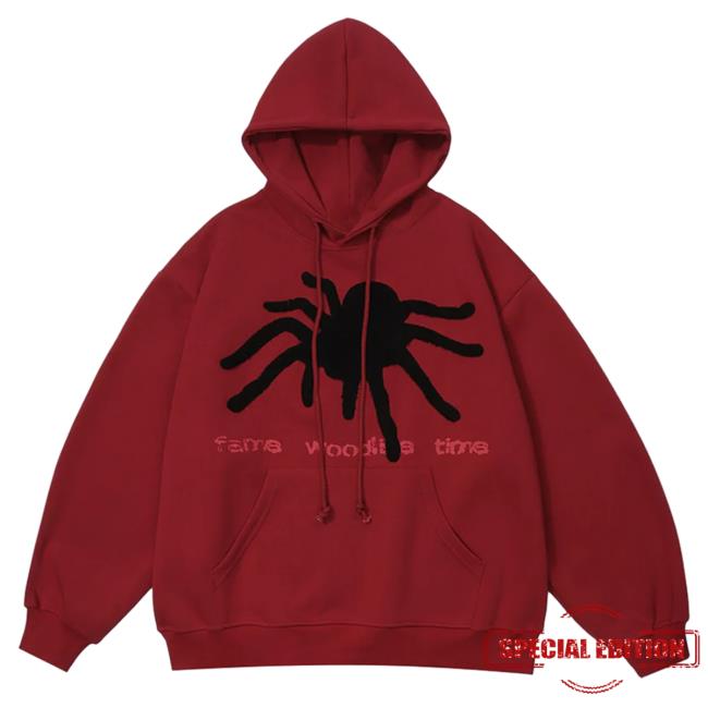 Official Lemandik Dark Style Hoody Red Flocked Spider