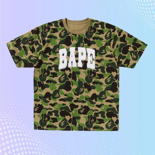 Abc Green Camo Relaxed Fit BAPE Logo Shirts Official BAPE Shop Clothing Store Merch Abc Green Camo Relaxed Fit BAPE Logo Tee