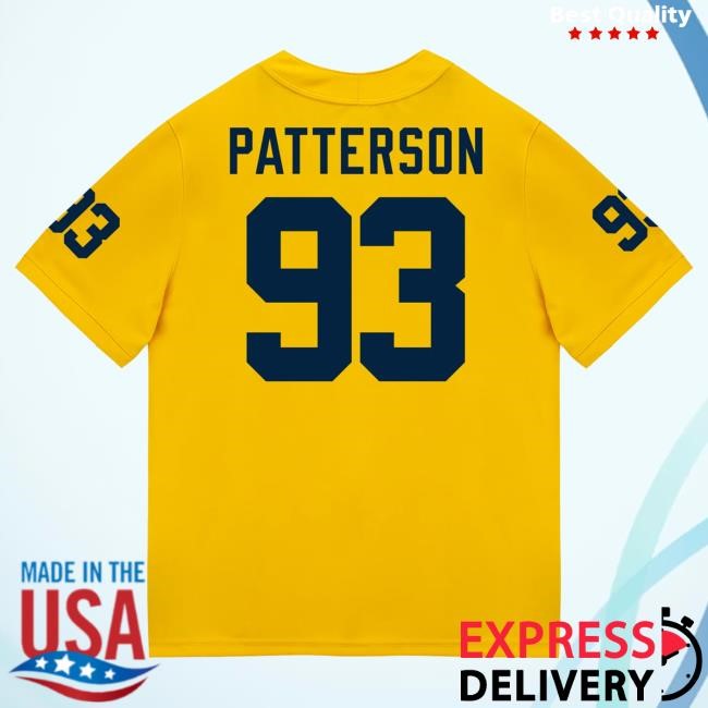 Official The M Den Michigan Wolverines #93 Benny Patterson Student Athlete Maize Football Jersey Top Shirt
