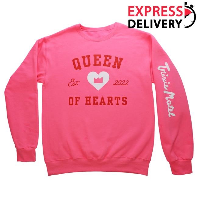 Official Trixie Motel Merch Queen of Hearts Varsity Sweatshirts