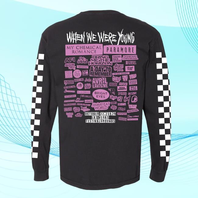 Official When We Were Young Festival 2023 Merch Fest Lineup Checkered Long Sleeve Tees WhenWeWereYoung