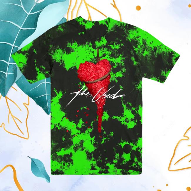 Official The Used Shop Rose Heart Dye Green/Black Hot Shirt