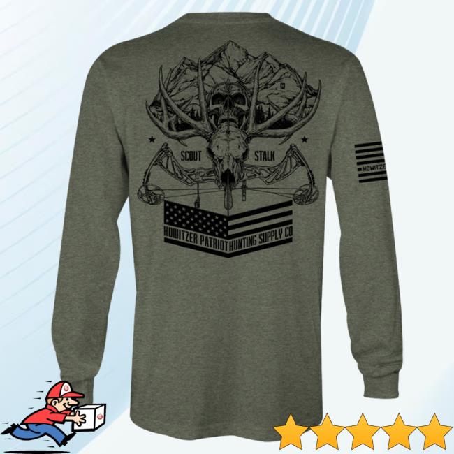 Official Howitzer Clothing Skull Mountain Long Sleeve Tshirt Forest Heather