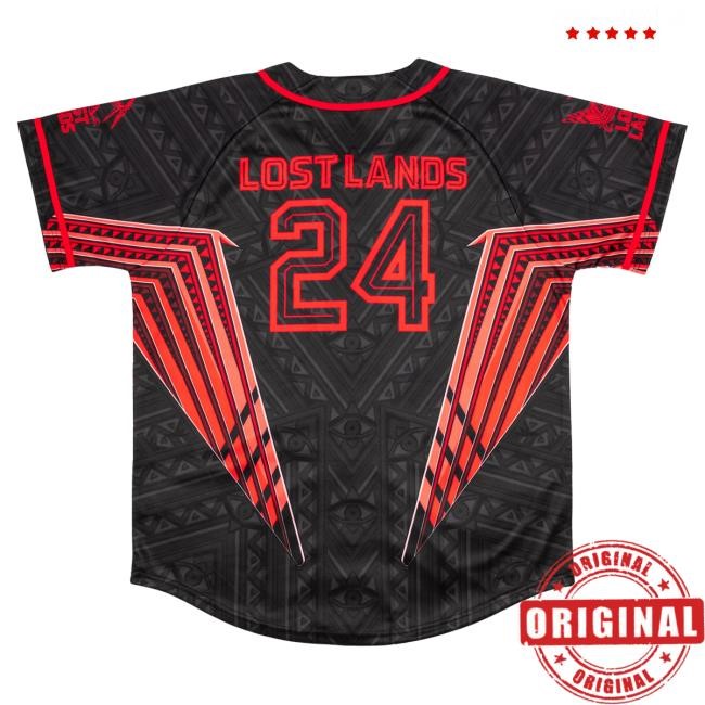 Official Excision Merch Lost Lands Pterodactyl Red Baseball Jersey Popover Shirt