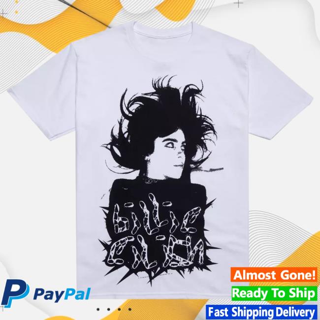 Official Billie Eilish Tours Merch Store Billie Eilish Hair Portrait Boyfriend Fit Girls T-Shirts BillieEilish Apparel Clothing Shop Billieeilishtrs