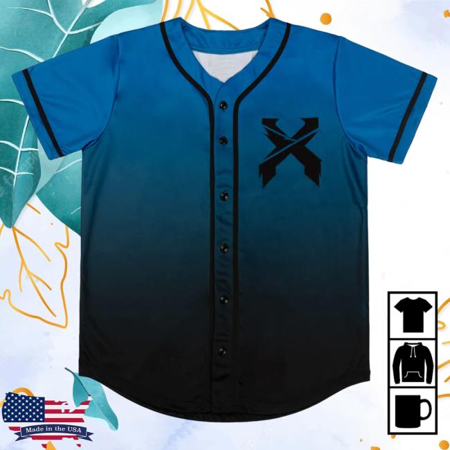 Official Excision Merch Headbanger Excision Blue Black Gradient Baseball Jersey Top Shirt