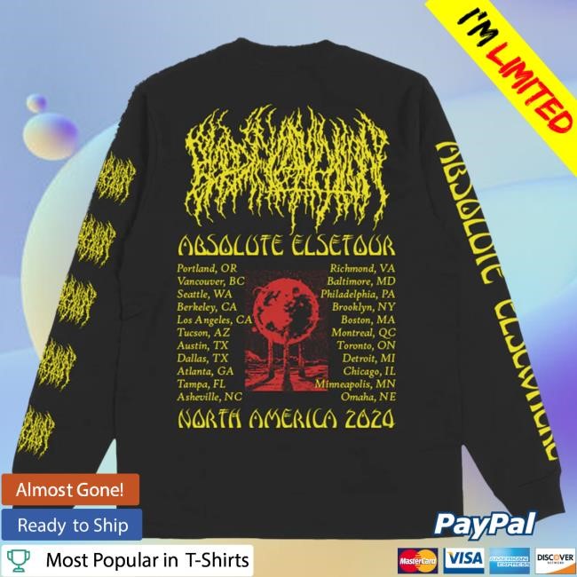 Official Blood Incantation Merch Absolute Elsetour NA 2024 Cover Long Sleeve (Black)