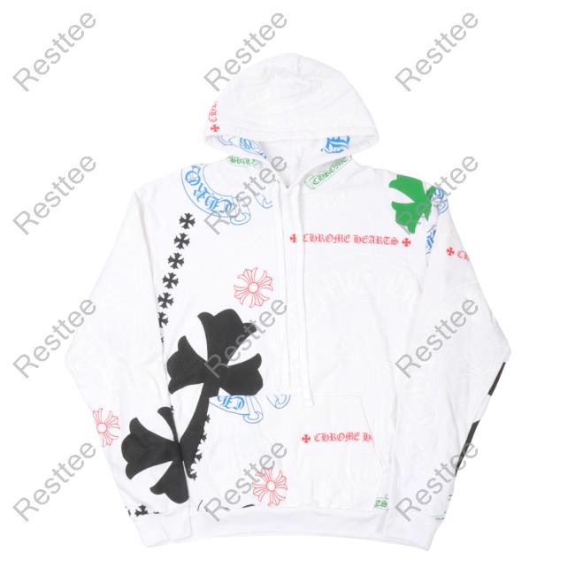 Official Justin Reed Chrome Hearts Stencil Logo Hoody White Justinreed