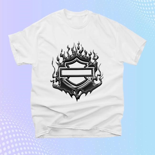 Shop Post Malone Merch Post Malone X H-D Flaming Bar & Shield White New Shirt
