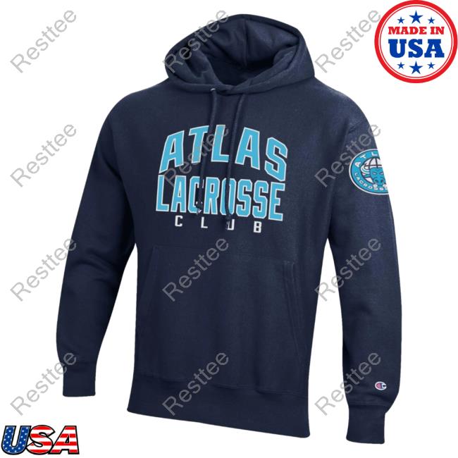 Official Premier Lacrosse League Shop Champion Atlas Lacrosse Throwback Reverse Weave Crewneck Sweatshirt Marine Navy