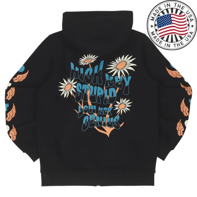 Kallmekris Clothing Ottobykris High Key Stupid Low Key Genius Zip Up Hooded Sweatshirt Kall Me Otto By Kris Kris Merch Kallmekris Clothing Ottobykris High Key Stupid Low Key Genius Zip Up Pull Over Hoodie Kall Me Otto By Kris Kris Merch