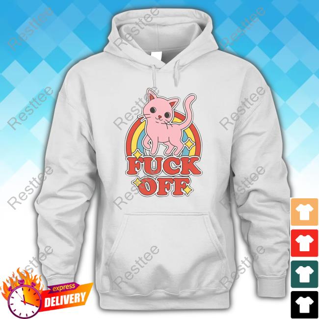 Fuck Off Rude Offensive Cat Kitten Rainbow Anti-Social T Shirt