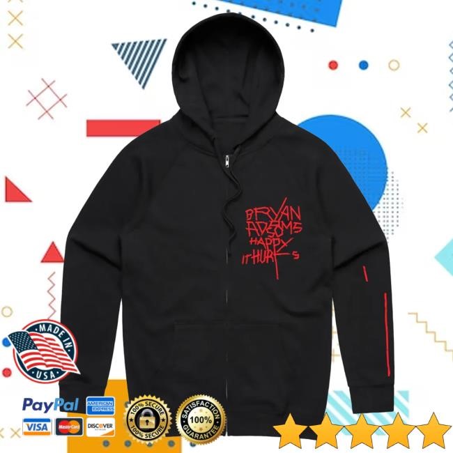 Official Bryan Adams Red Tape / So Happy It Hurts - Black Zip Hoody BryanAdams