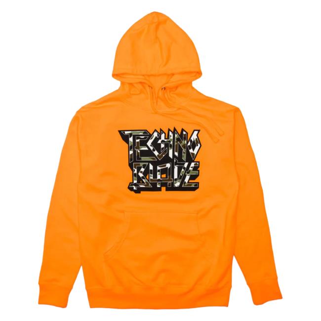 Official Technoblade Merch Store Camo Wordmark Tshirt Orange Technoblade Shop