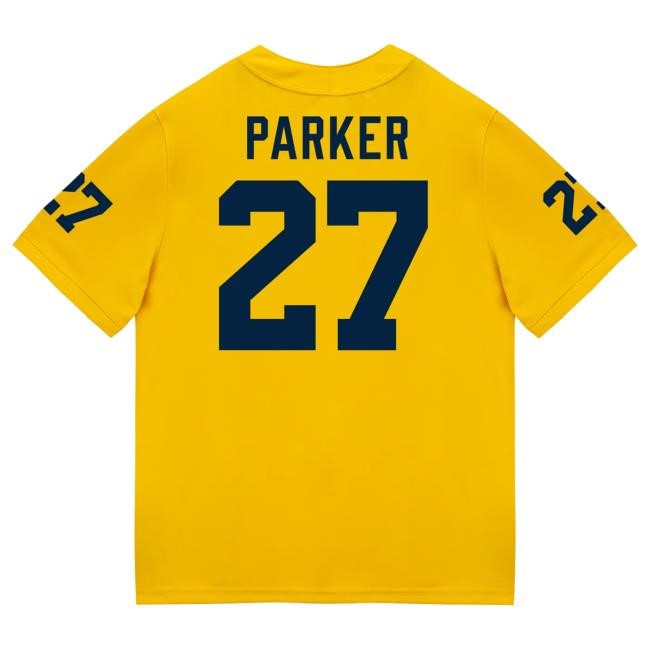 Michigan Wolverines #27 Jasper Parker Student Athlete Maize Football Jersey Tee The M Den Shop