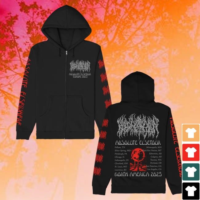 Absolute Elsetour Summer 2025 Zip Up Hooded Sweatshirt (Black) | Blood Incantation Merch Official