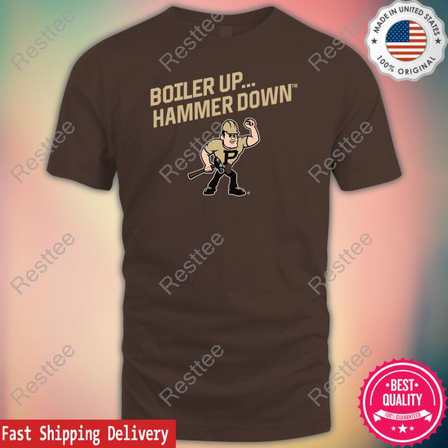Official Purdue Athletics Merch Purdue Pete Boiler Up... Hammer Down T Shirt