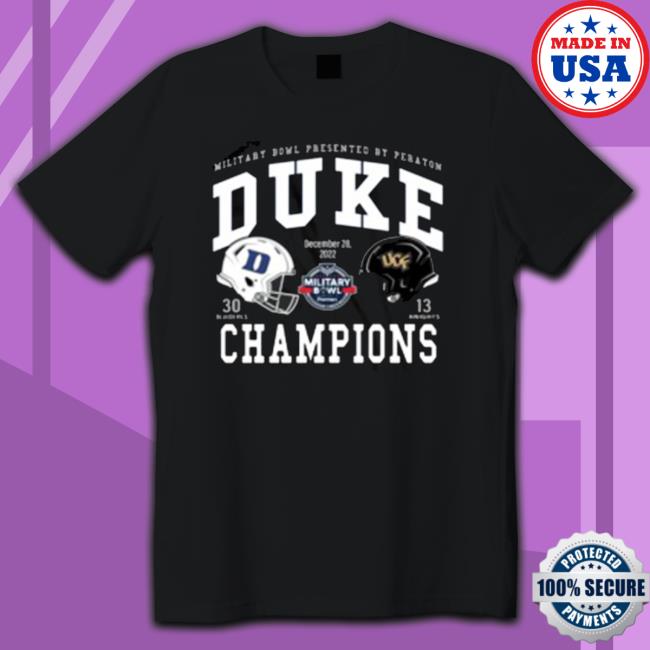 Duke Football Military Bowl 2022 Champions Tee Shirt Duke Football Military Bowl 2022 Champions Long Sleeve Shirt