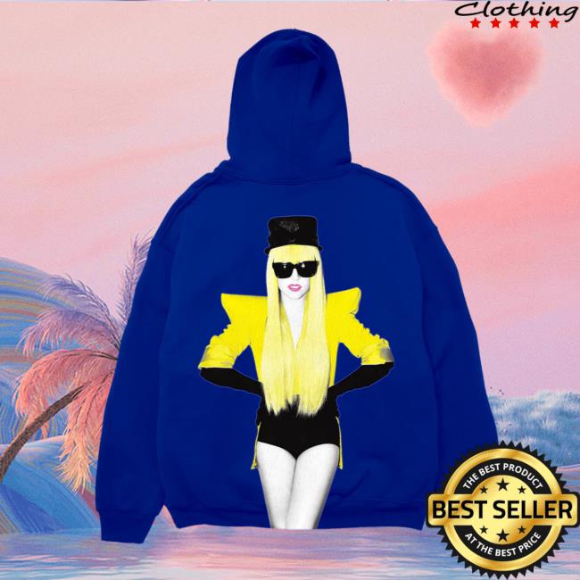 The Fame Blue Hooded Sweatshirt Official Lady Gaga Shop The Fame Blue Crewneck