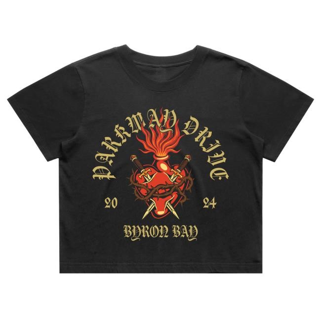 Official Parkway Drive Merch Store Shop Parkway Drive Burning Heart Women's Crop Shirt 2025 ParkwayDrive