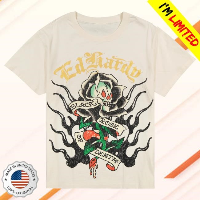 Official Ed Hardy Merch Store Black Rose Boxy T Shirt